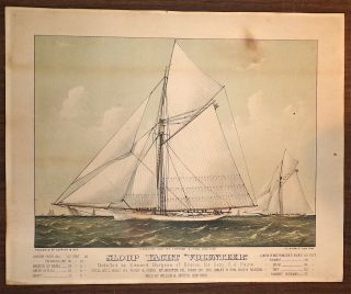 Sloop Yacht “volunteer”.  Currier And Ives,  1887.