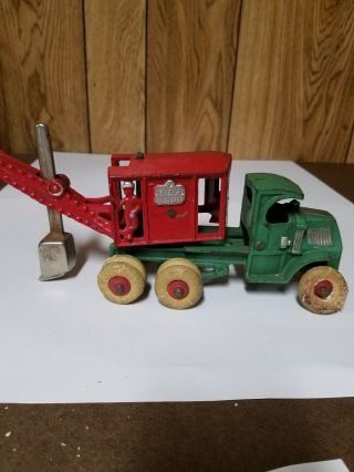 Vintage Cast Iron Back Hoe Truck With Rubber Wheels