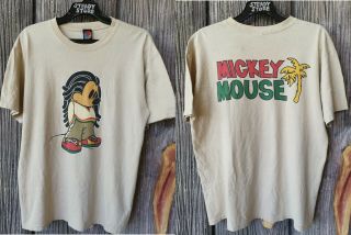 Vintage Rare Mickey Mouse Bob Marley Dreadlocks Reggae Disney T Shirt L