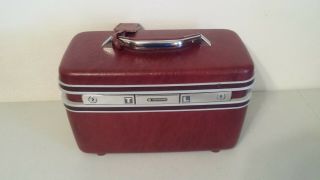 Vintage Samsonite Silhouette Dark Red Maroon Train Travel Makeup Case Luggage