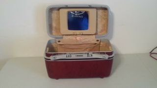 Vintage Samsonite Silhouette Dark Red Maroon Train Travel Makeup Case Luggage 2