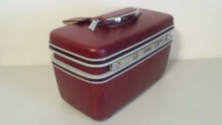 Vintage Samsonite Silhouette Dark Red Maroon Train Travel Makeup Case Luggage 5