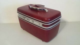 Vintage Samsonite Silhouette Dark Red Maroon Train Travel Makeup Case Luggage 6