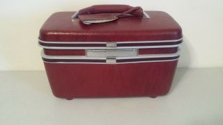 Vintage Samsonite Silhouette Dark Red Maroon Train Travel Makeup Case Luggage 7