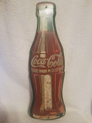 Coca Cola Thermometer 16 1/2 " Vintage Metal Bottle