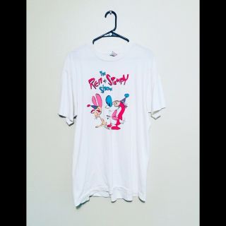 Vintage 91’ Ren And Stimpy Tee Size Xl Made In Usa White