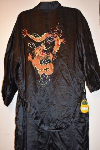 Vintage Silk / Rayon Blend Hand Embroidered Robe Peacock China