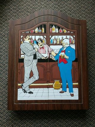 Vintage Baseball Dart Board Cabinet Official Apex No 2 Steel Tip Darts Bar Pub