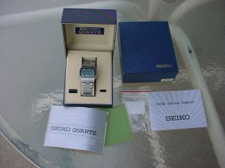 Vintage Seiko Silver Digital Lcd Alarm Chronograph Watch Boxed A257 - 5010 (a)