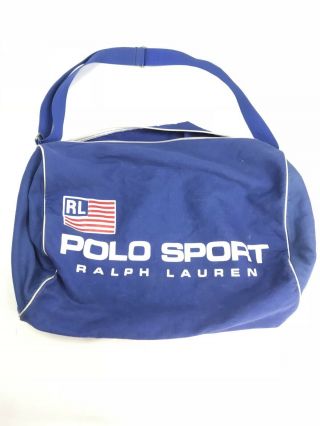 Vintage Ralph Lauren Polo Sport Blue Shoulder Duffle Bag / Beach Bag / Gym Bag