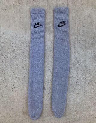 Vintage 80s 90s Nike Long Grey Gray Tube Socks Swoosh Spell Out