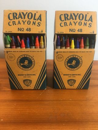 Vtg Crayola 48 Box Crayons Binney & Smith York Gold Medal Crayon Vgc