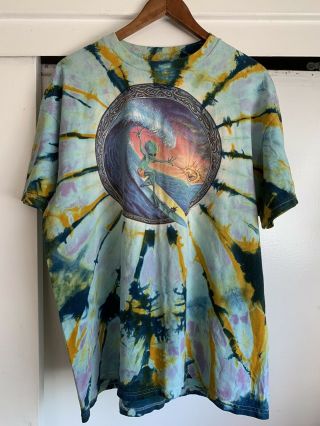 Vtg 90’s Rare Tie Dye Mike Dubois Surf Alien Woodstock Style T Shirt (l/xl