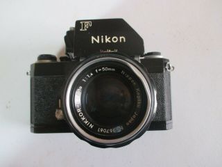 Vtg Nikon F Black Camera W/ Nikkor S - Auto 1:14 F=50mm Lens And Repair