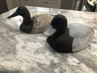 Antique Duck Decoy Solid Wood Glass Eye Vintage Faded Paint Unsigned Nr.  Each