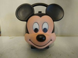 Vintage Walt Disney Aladdin Mickey Mouse Head Lunch Box Kit W/ Thermos.