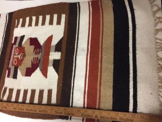 Vtg Navajo Rug Saddle Blanket Native American Hand Woven Wool Tapestry W Fringe 7