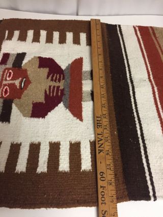 Vtg Navajo Rug Saddle Blanket Native American Hand Woven Wool Tapestry W Fringe 8