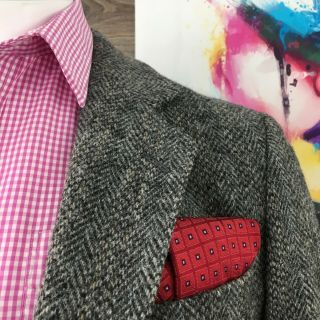 Vintage Harris Tweed Wool 2 Button Sport Coat Blazer Jacket Gray Mens Size 42R 3