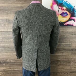 Vintage Harris Tweed Wool 2 Button Sport Coat Blazer Jacket Gray Mens Size 42R 4