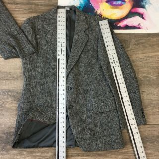 Vintage Harris Tweed Wool 2 Button Sport Coat Blazer Jacket Gray Mens Size 42R 7