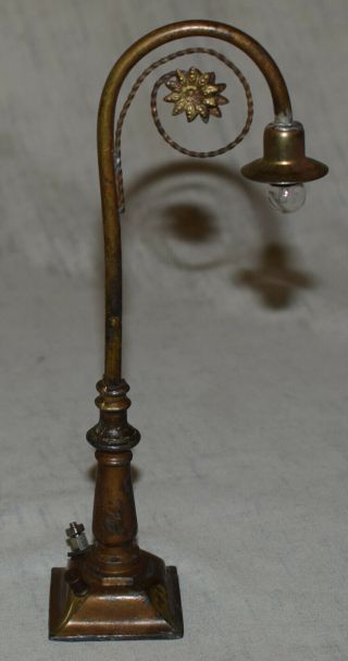 Vintage O Gauge Lamp - Gold With Scroll Work - 7 1/2 " - Ives,  Marklin,  Bing