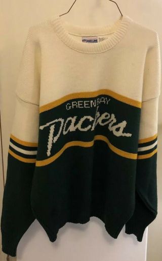 Vtg.  Nfl Authentic Pro Line Cliff Engle Sz Xl Green Bay Packers Knit Sweater