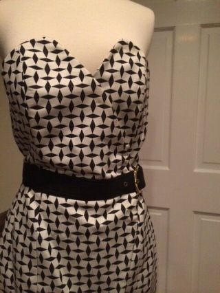 RARE Vintage Isaac Mizrahi Black and White Strapless Wrap Dress Size 6/8 2