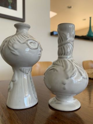 Vintage Jonathan Adler Double Face Vases Pair Gustavsberg Danish Modern Era 4