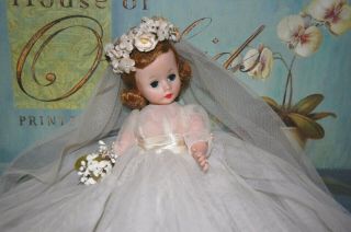 Vintage Madame Alexander 9 " Cissette Doll Bride Wedding Outfit C.  1960