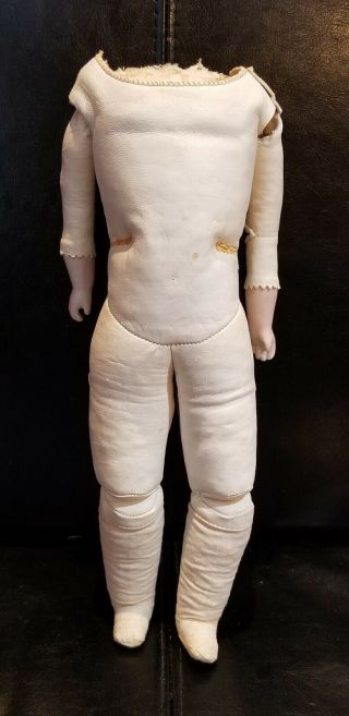 Great Antique German Leather Kestner Doll Body W/ Lower Bisque Hands