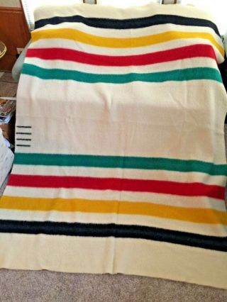 Vintage 4 Point Hudson Bay Trade Blanket Exellent