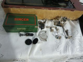 Vintage 1955 Portable Singer Sewing Machine 99 w/ Case & Attachments AM.  34401 7