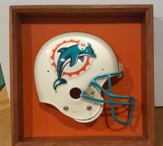 Vintage Miami Dolphins Nfl Football Helmet Framed Plaque Wall Authentic Riddell