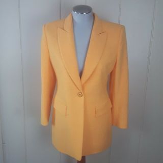 Vintage Escada By Margaretha Ley Orange Wool Blazer Jacket Size 36 Or Us Size 6