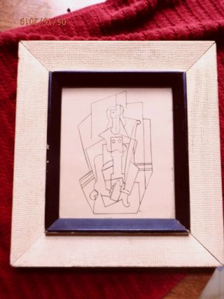 Pablo Picasso Vintage rare cubist 1920 ' s ink drawing signed Orig.  Frame 2