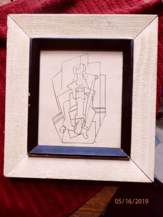 Pablo Picasso Vintage rare cubist 1920 ' s ink drawing signed Orig.  Frame 5