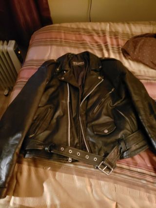 Vtg Wilsons Black Leather Motorcycle Jacket Mens Sz Large,  Ramones,  Brando