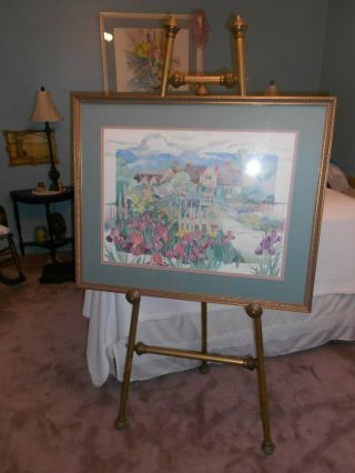 Vintage Antique 60 " Art Painting Poster Display Easel Tripod Floor Real Brass