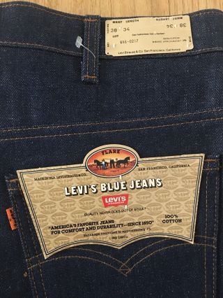 Vintage Deadstock LEVIS 646 Men ' s FLARE Jeans 38x34 With Tags 2