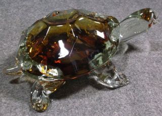 Vintage Signed Murano Turtle Balarun For Oggeh ? 9 By 5 Inches Large Paperweight