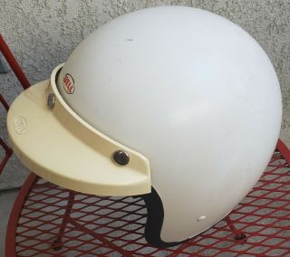 Vtg White Bell Magnum Toptex Motorcycle Helmet W/ Visor Size 7.  5