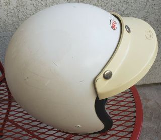 Vtg White Bell Magnum Toptex Motorcycle Helmet w/ Visor Size 7.  5 2