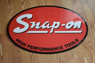 Snap On High Performance Tools 24 " L,  15 " T,  Vintage Oval Logo Metal Sign - Preown