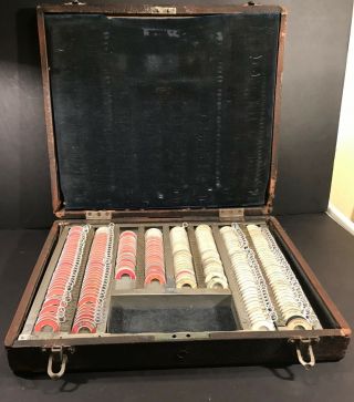 Vintage Optometrist Eye Doctor Lens Test Set Wood Box