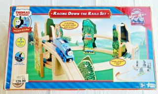 Vintage Thomas The Train Racing Down The Rails Wooden Railway Set Complete