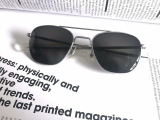 Vintage 60’s American Optical Aviator Pilot 5 1/2 Matte Silver Sunglasses