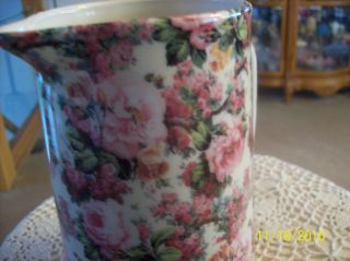 Crown B Burslem Staffordshire England Chintz Vintage Pink Rose Floral Pitcher 6