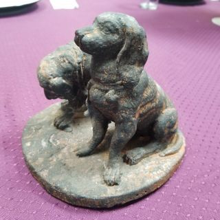 Vintage Heavy Cast Iron Dogs 6 1/2” Tall