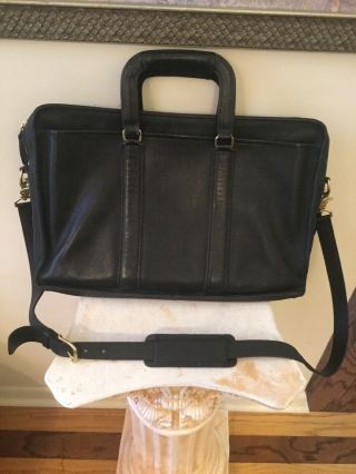 Coach Embassy Briefcase Vintage Attache Messenger Bag Black Leather 5296